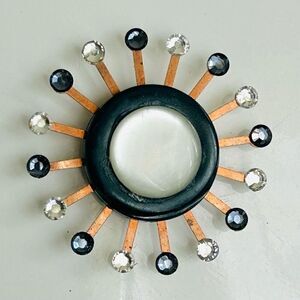 Upcycled Atomic Starburst Refrigerator Magnet Buttons Rhinestones